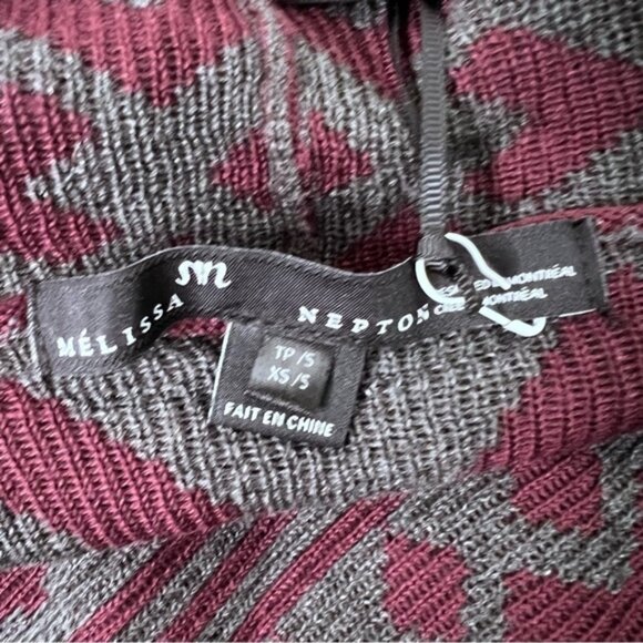 Melissa Nepton Burgundy Grey Cardigan Sweater Open Front Drape - Picture 9 of 12